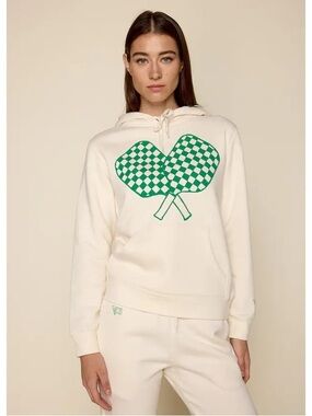 psundays Women's Paddles Up Warm Up Hoody Medium M Sweatshirt Cream Pickleball